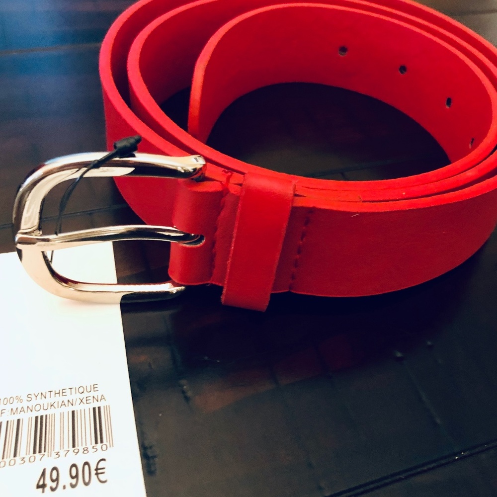 Manoukian red faux leather belt  - new in box